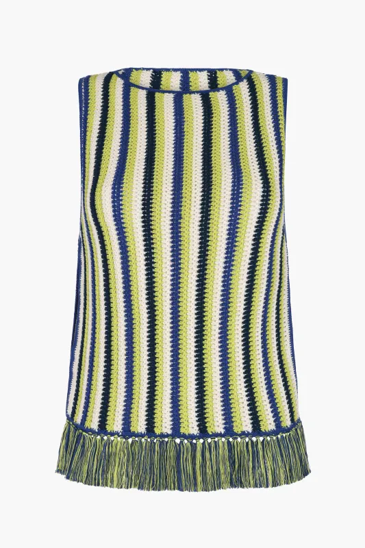 MISTI SLEEVELESS TOP | LIME GREEN - ELECTRIC BLUE sold by ESCVDO