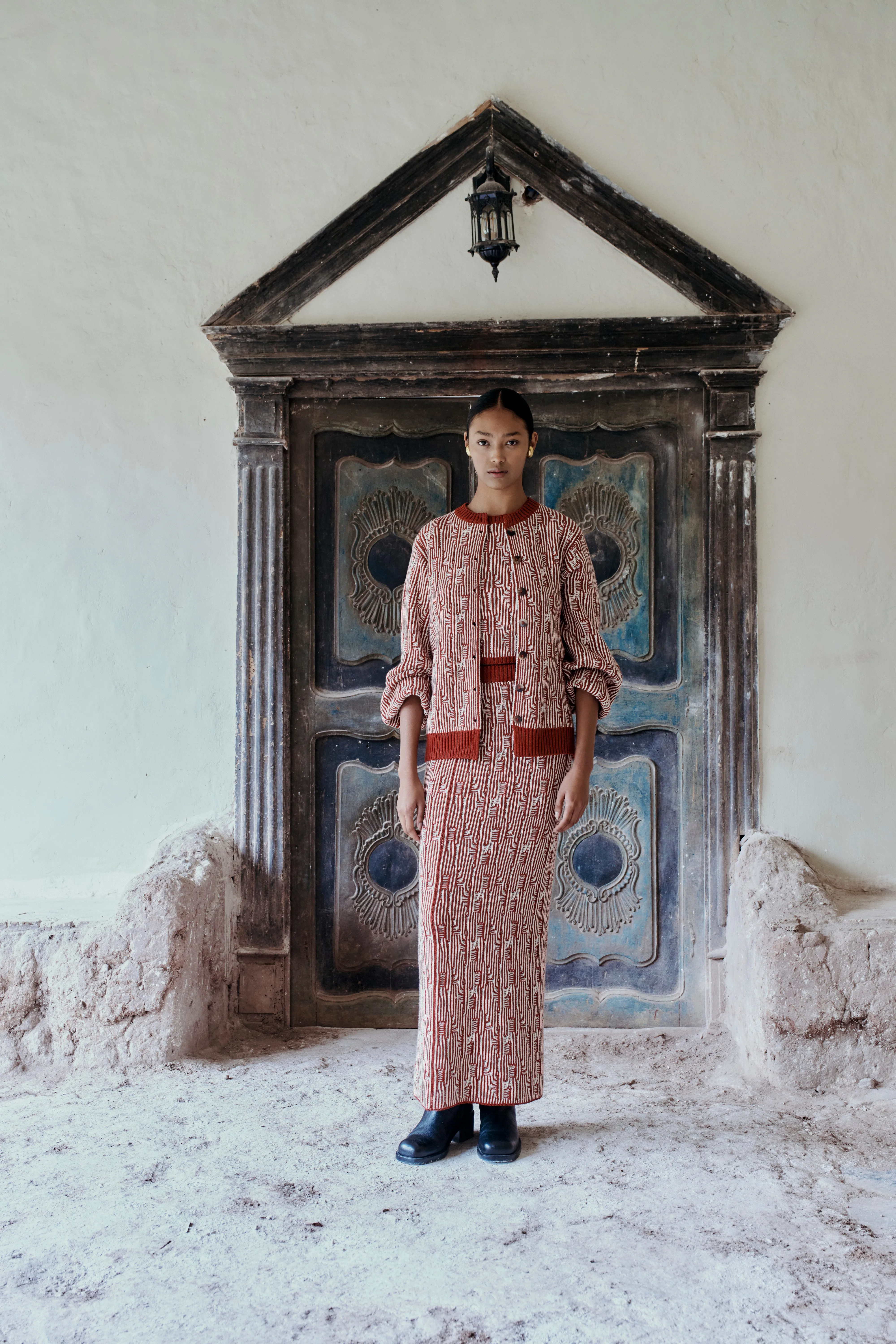 TAYTA MAXI SKIRT | BURGUNDY - IVORY sold by ESCVDO