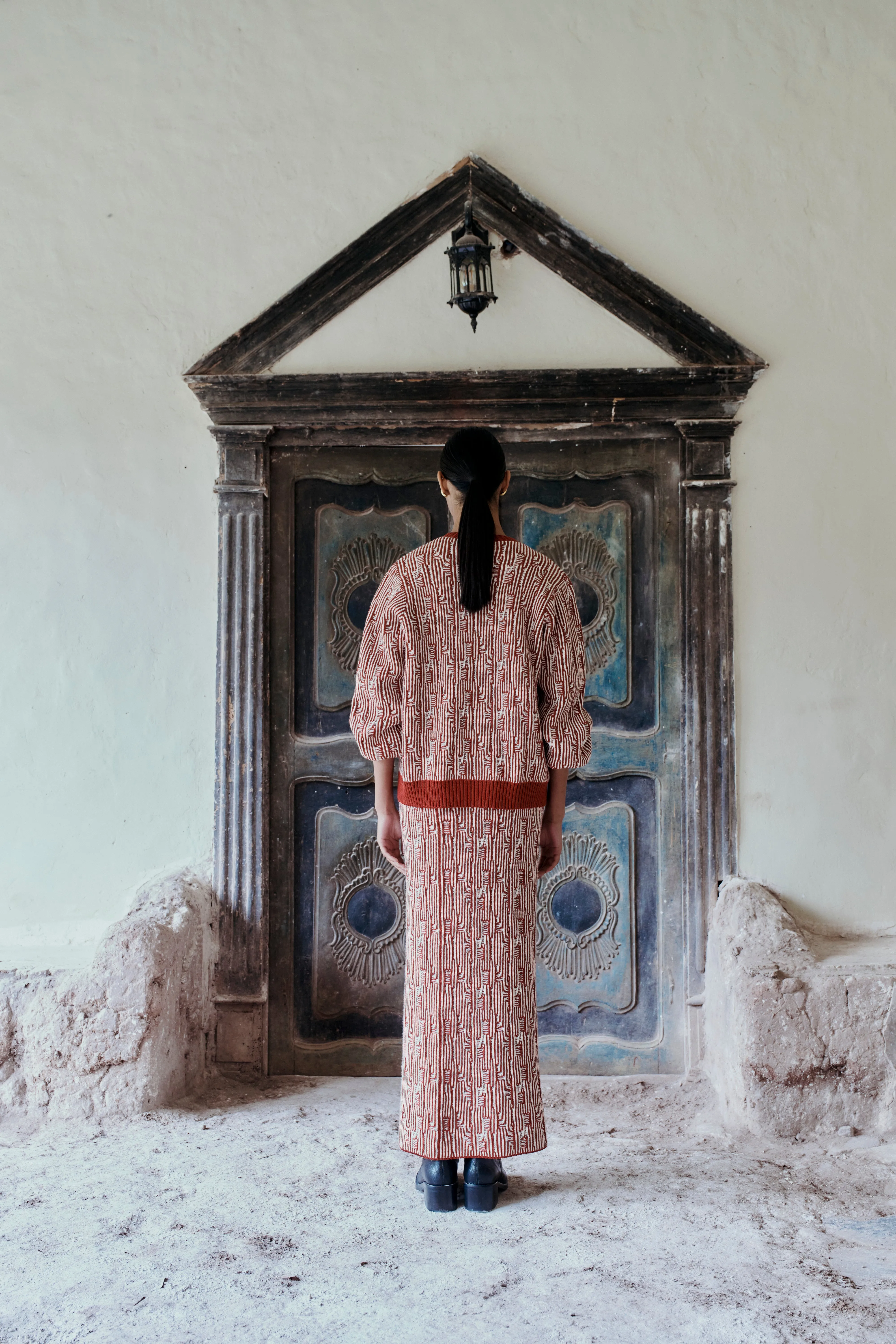 TAYTA MAXI SKIRT | BURGUNDY - IVORY sold by ESCVDO product image thumbnail 2