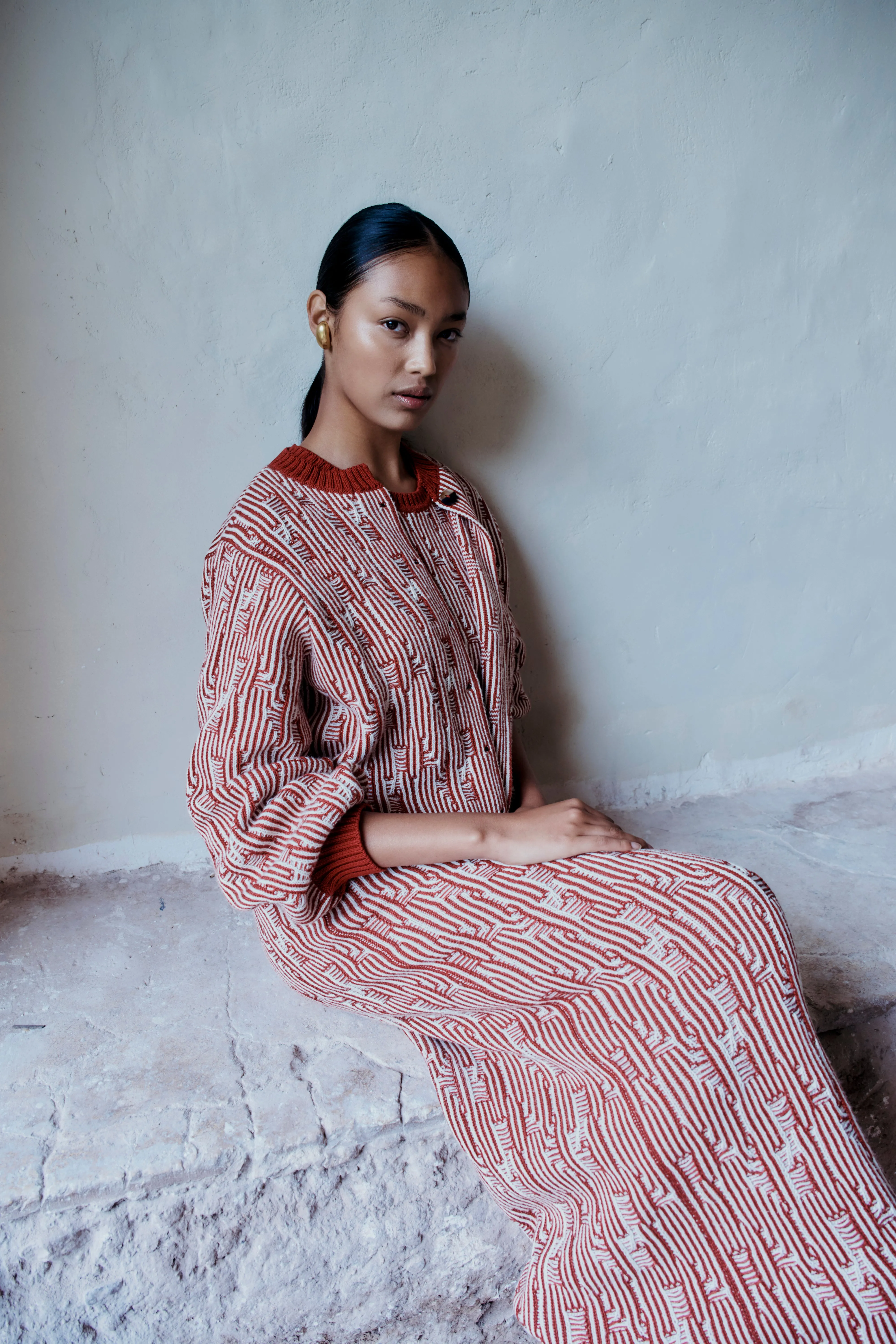 TAYTA MAXI SKIRT | BURGUNDY - IVORY sold by ESCVDO product image thumbnail 3