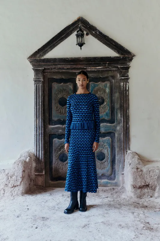 PROFUNDO MIDI SKIRT | BLUES - BLACK |  PRE ORDER sold by ESCVDO