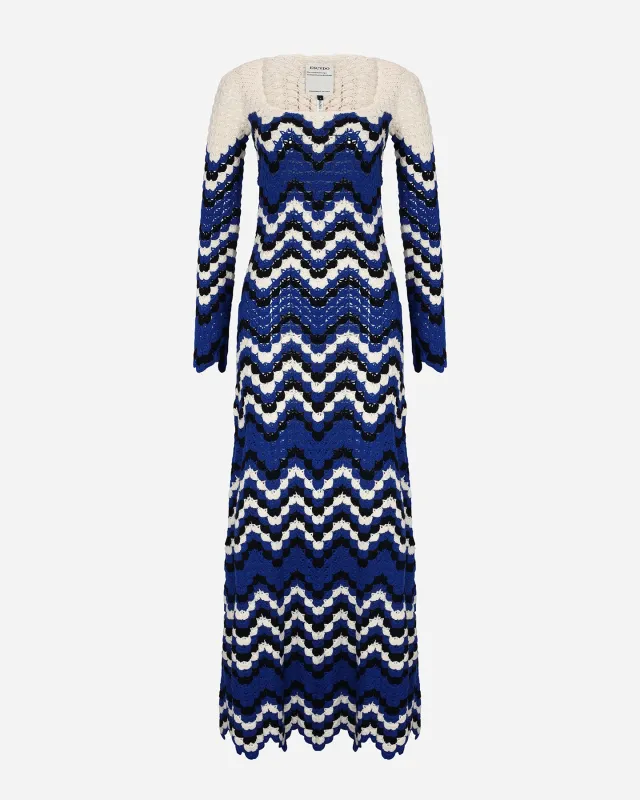 SUMAC MAXI DRESS | IVORY - BLUES sold by ESCVDO