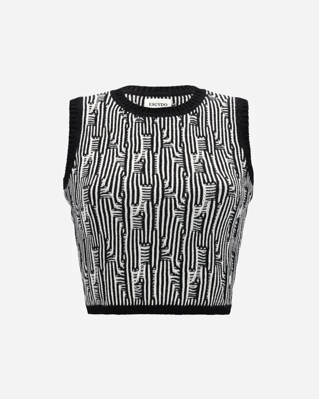 TAYTA SLEEVELESS TOP | BLACK - IVORY sold by ESCVDO