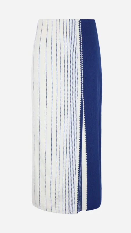 PABLITO MIDI SKIRT | BLUE - IVORY sold by ESCVDO