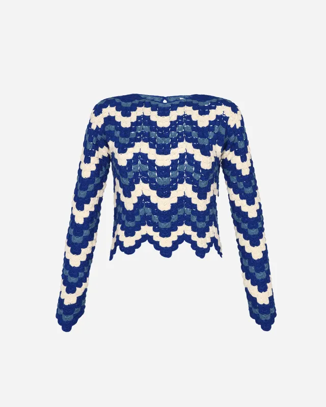 SAFI TOP | ELECTRIC BLUE - SKY BLUE - IVORY sold by ESCVDO