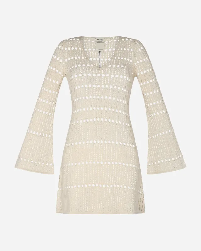 MISHI KNITTED MINI DRESS | IVORY made by ESCVDO