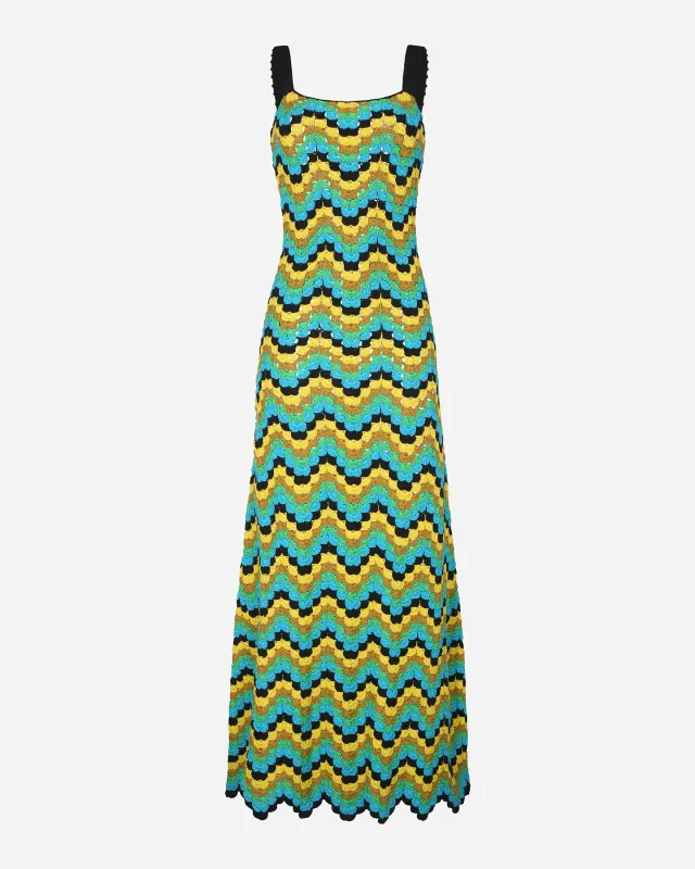 MAREA CROCHET MAXI DRESS | GREEN - NAVY sold by ESCVDO