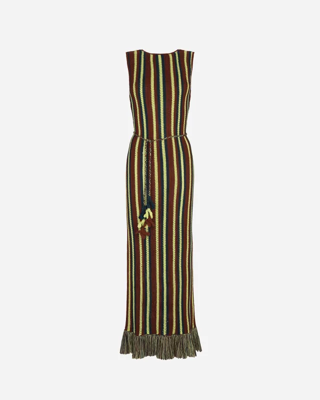 MISTI Sleeveless Midi Dress | Matcha/ Brown made by ESCVDO