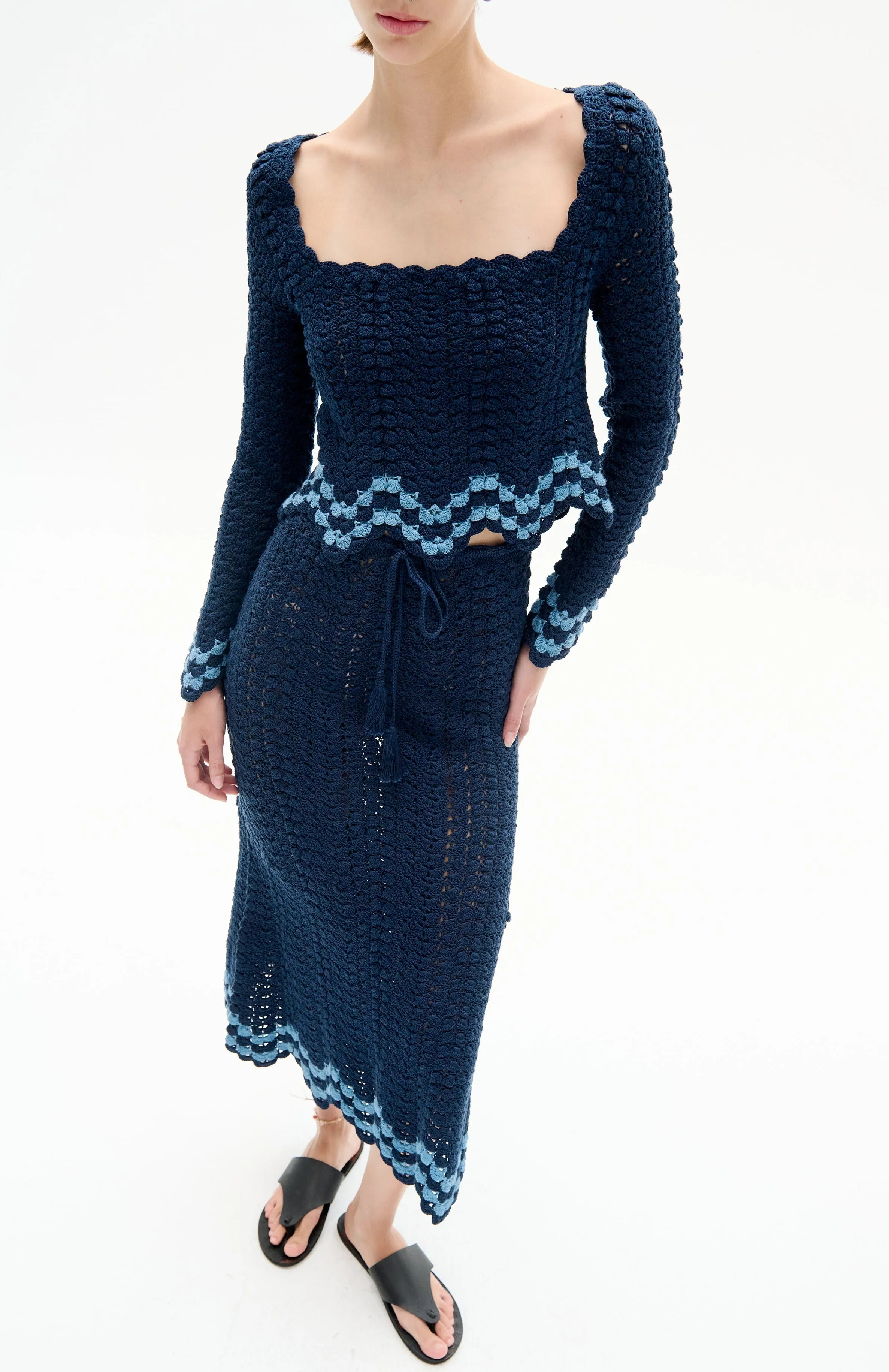 BRISA SKIRT | NAVY / SKY BLUE sold by ESCVDO product image thumbnail 2