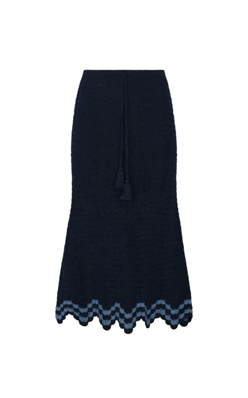 BRISA SKIRT | NAVY / SKY BLUE sold by ESCVDO