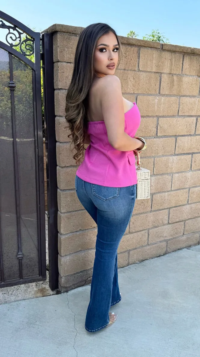 Business Strapless Button Up Top (Pink) sold by Lavish Couture Fashion product image thumbnail 2