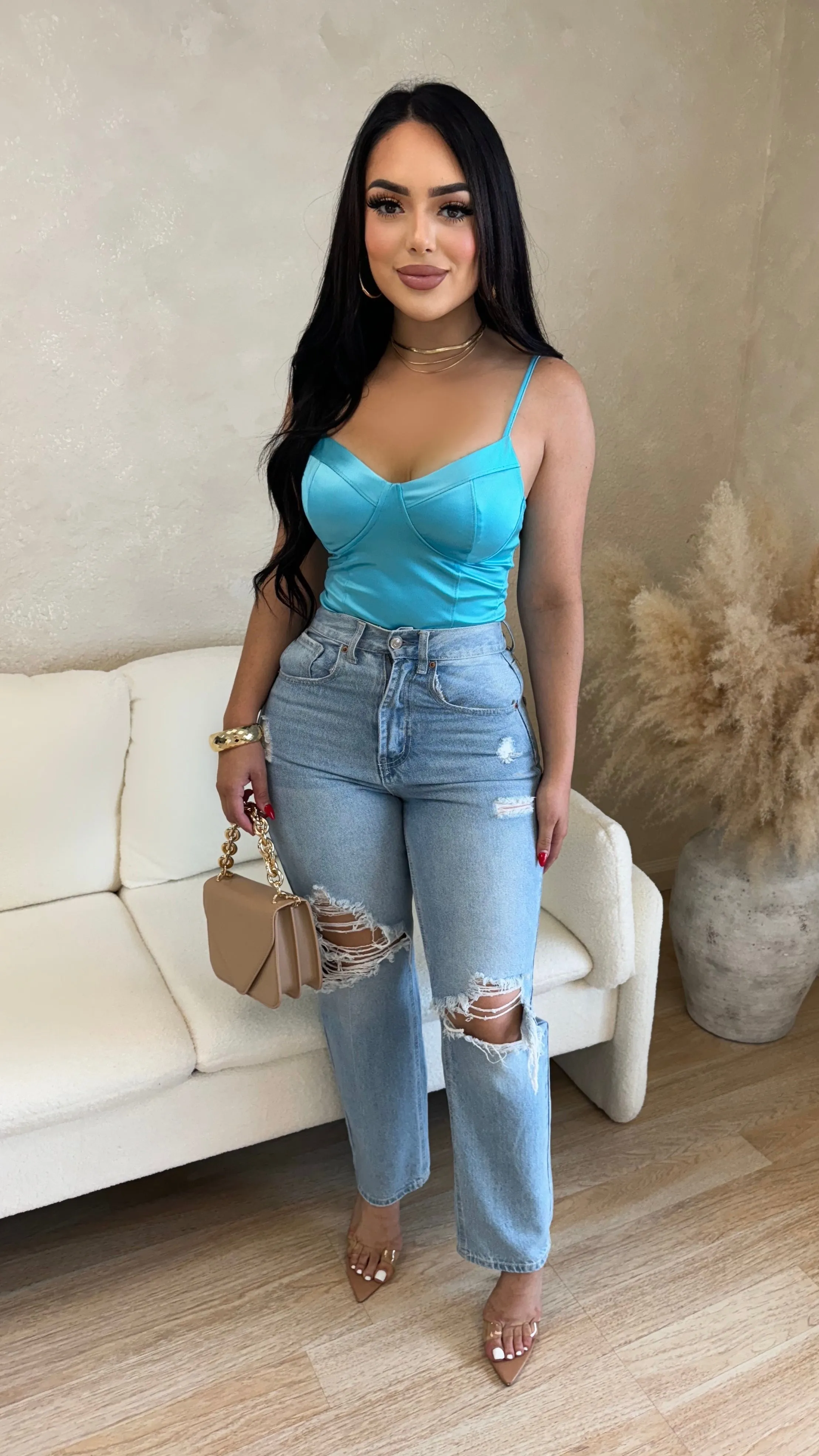 Bring The Attention Bodysuit (Aqua) sold by Lavish Couture Fashion