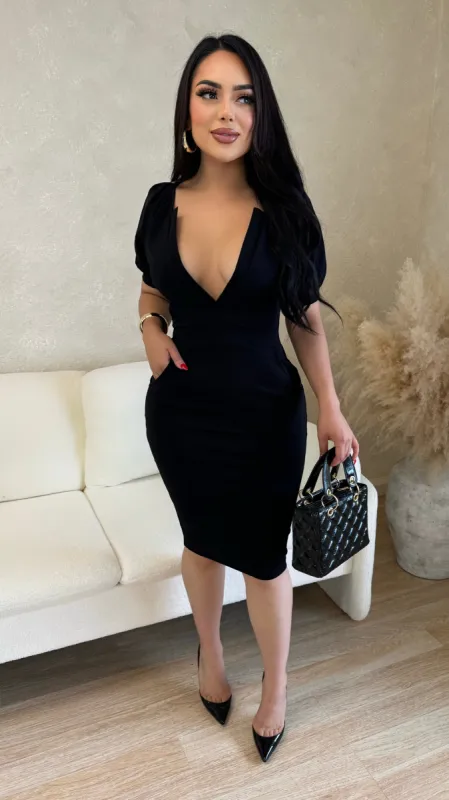 Take A Moment Midi Dress (Black) sold by Lavish Couture Fashion