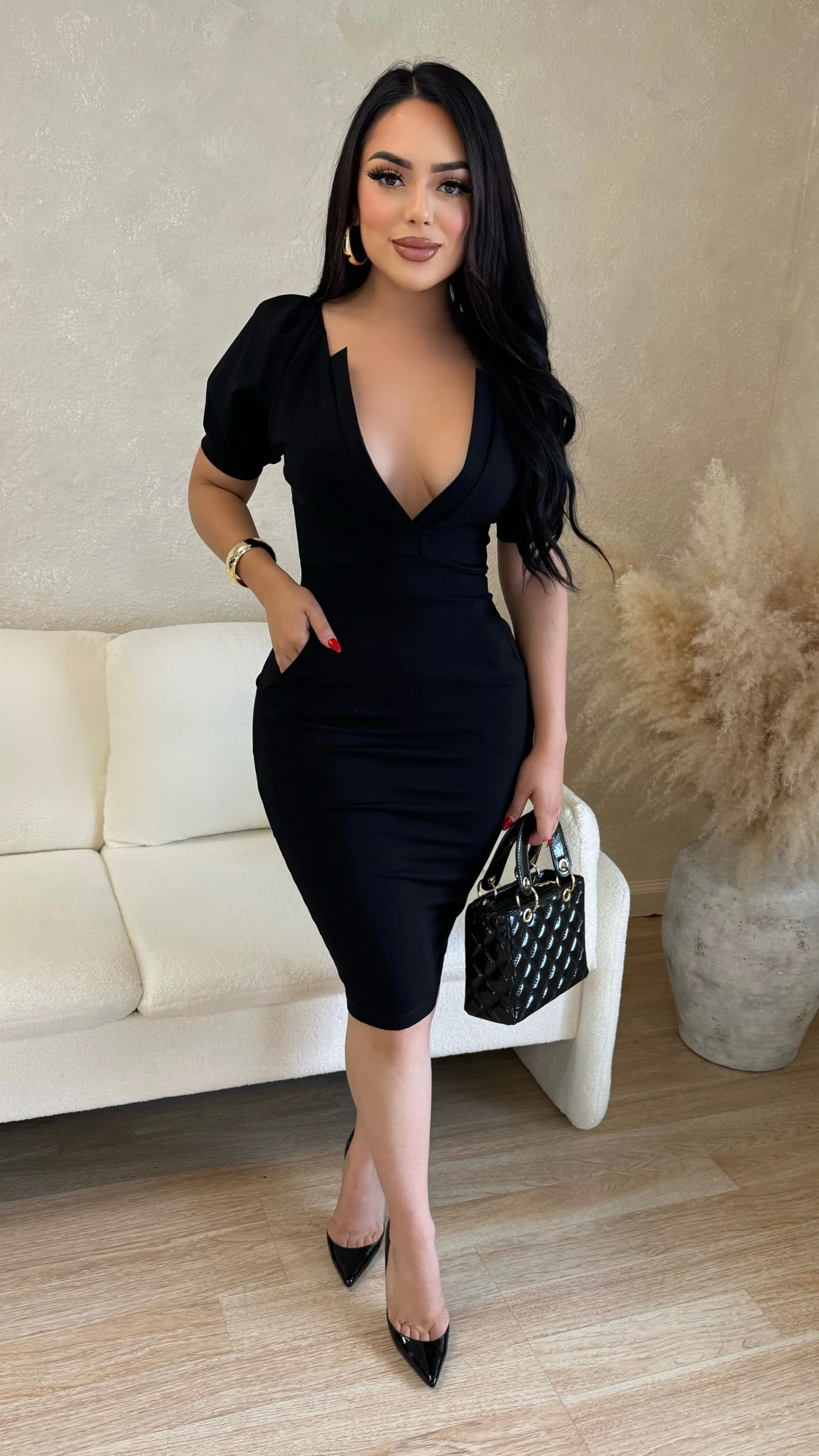 Take A Moment Midi Dress (Black) sold by Lavish Couture Fashion product image thumbnail 3