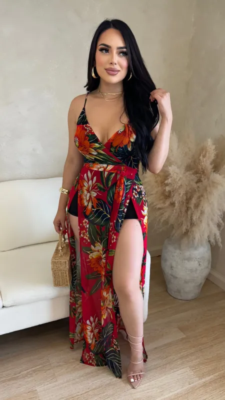 Radiant As Always Floral Maxi Dress (Red) sold by Lavish Couture Fashion