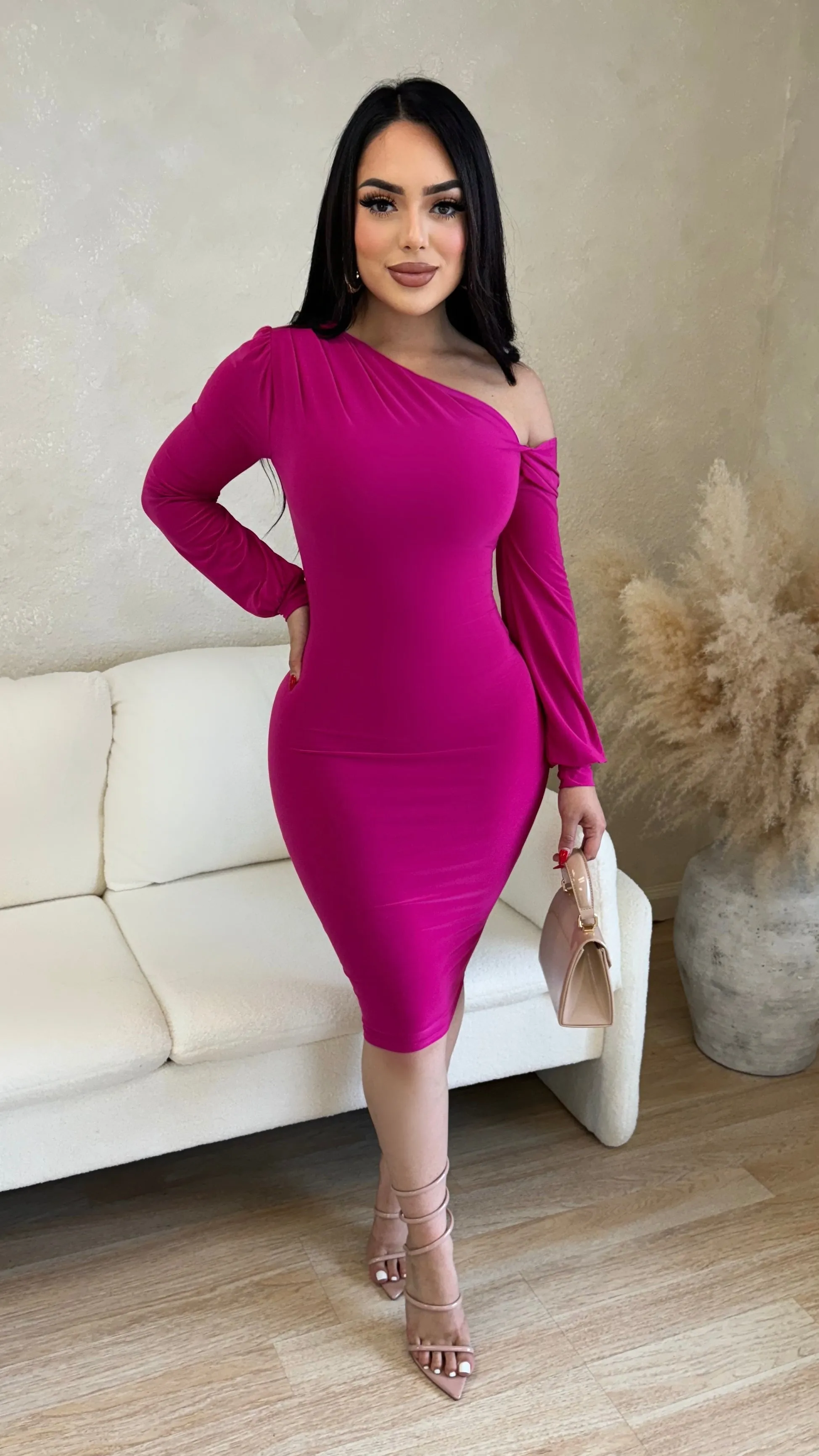 Giane Midi Dress (Fuchsia) sold by Lavish Couture Fashion product image thumbnail 3