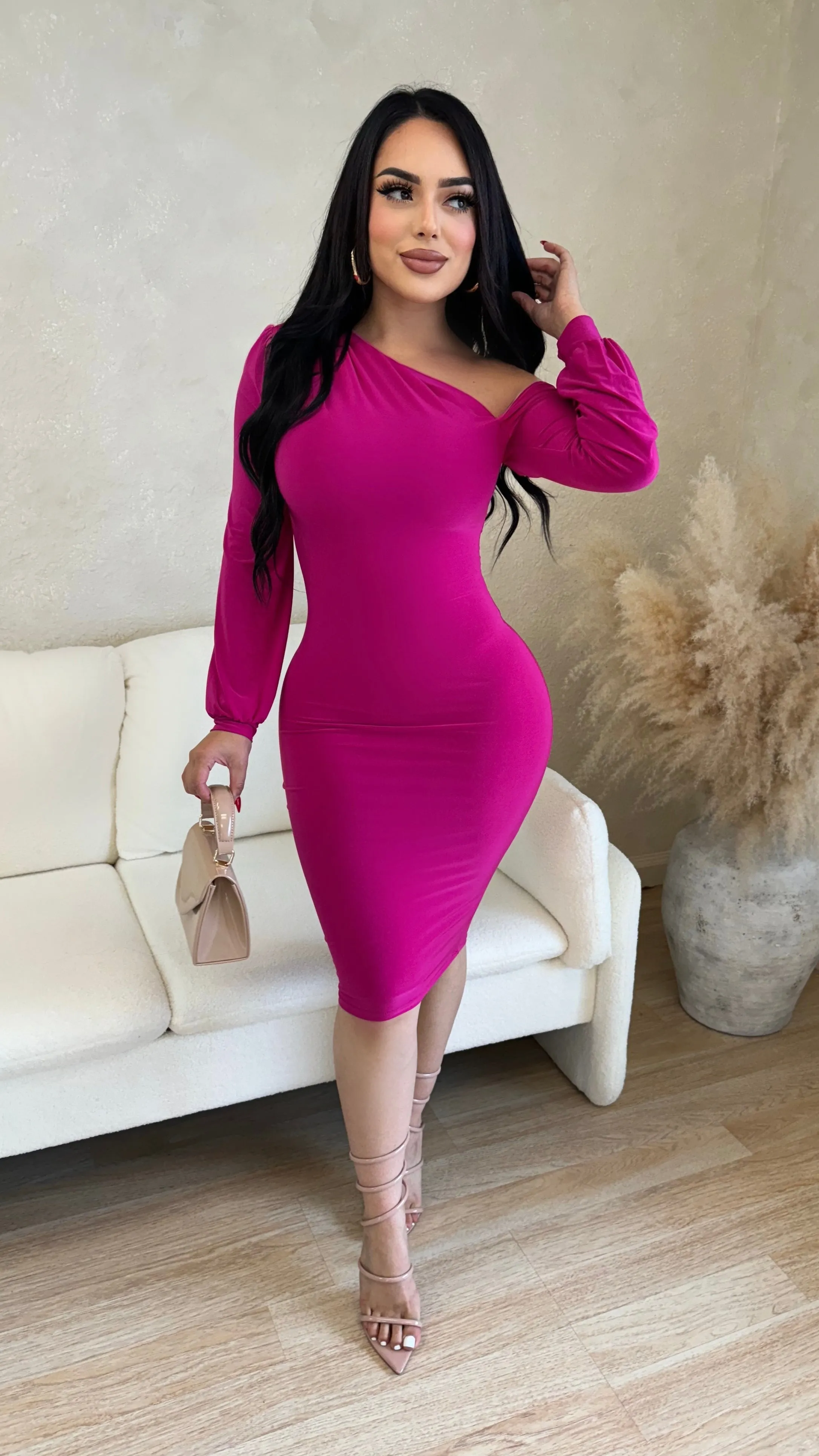Giane Midi Dress (Fuchsia) sold by Lavish Couture Fashion product image thumbnail 4