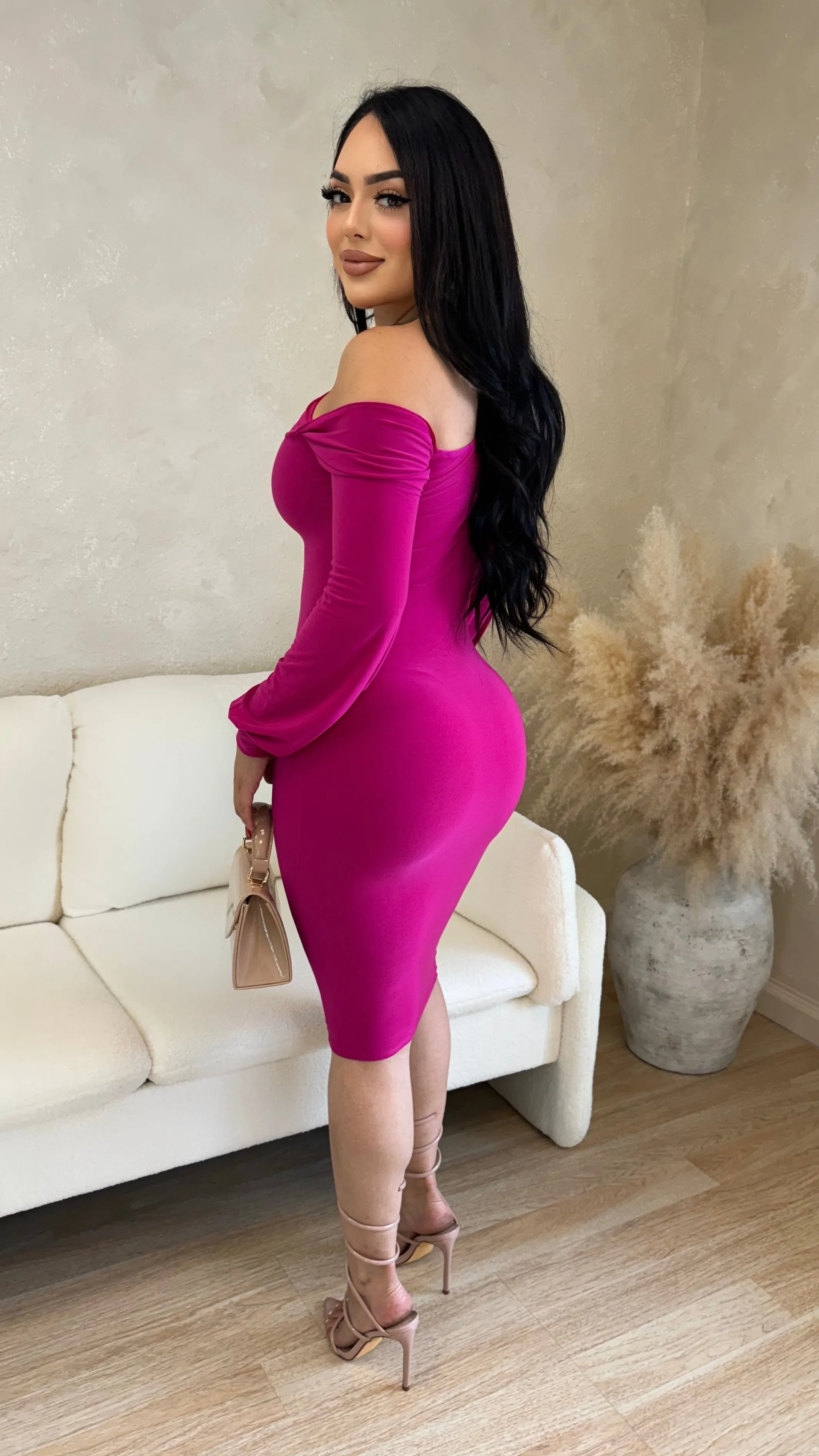 Giane Midi Dress (Fuchsia) sold by Lavish Couture Fashion product image thumbnail 2