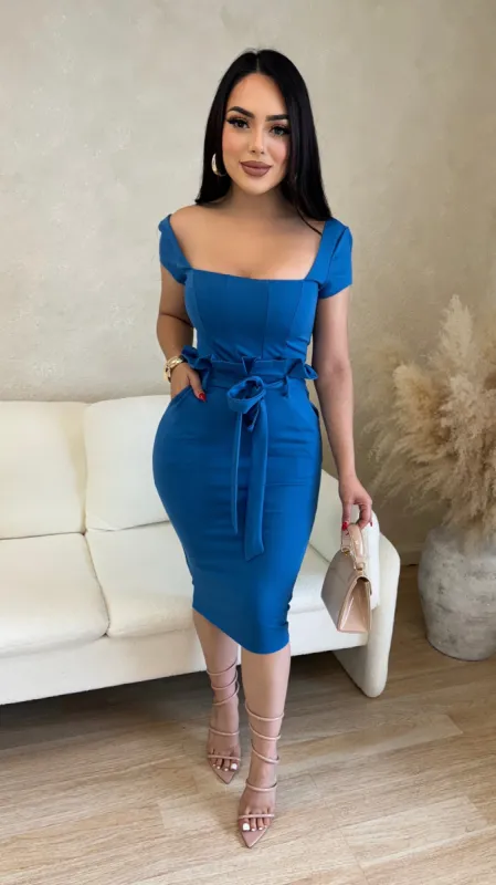 Enchanting Elegance Midi Dress (Blue) sold by Lavish Couture Fashion