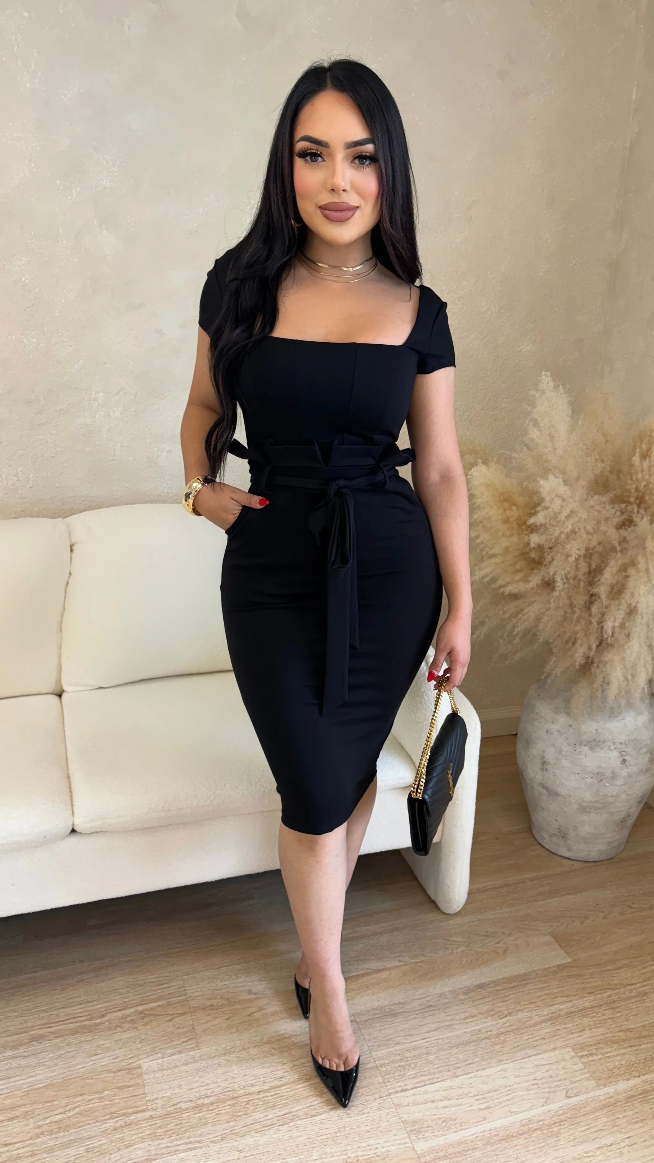 Enchanting Elegance Midi Dress (Black) sold by Lavish Couture Fashion