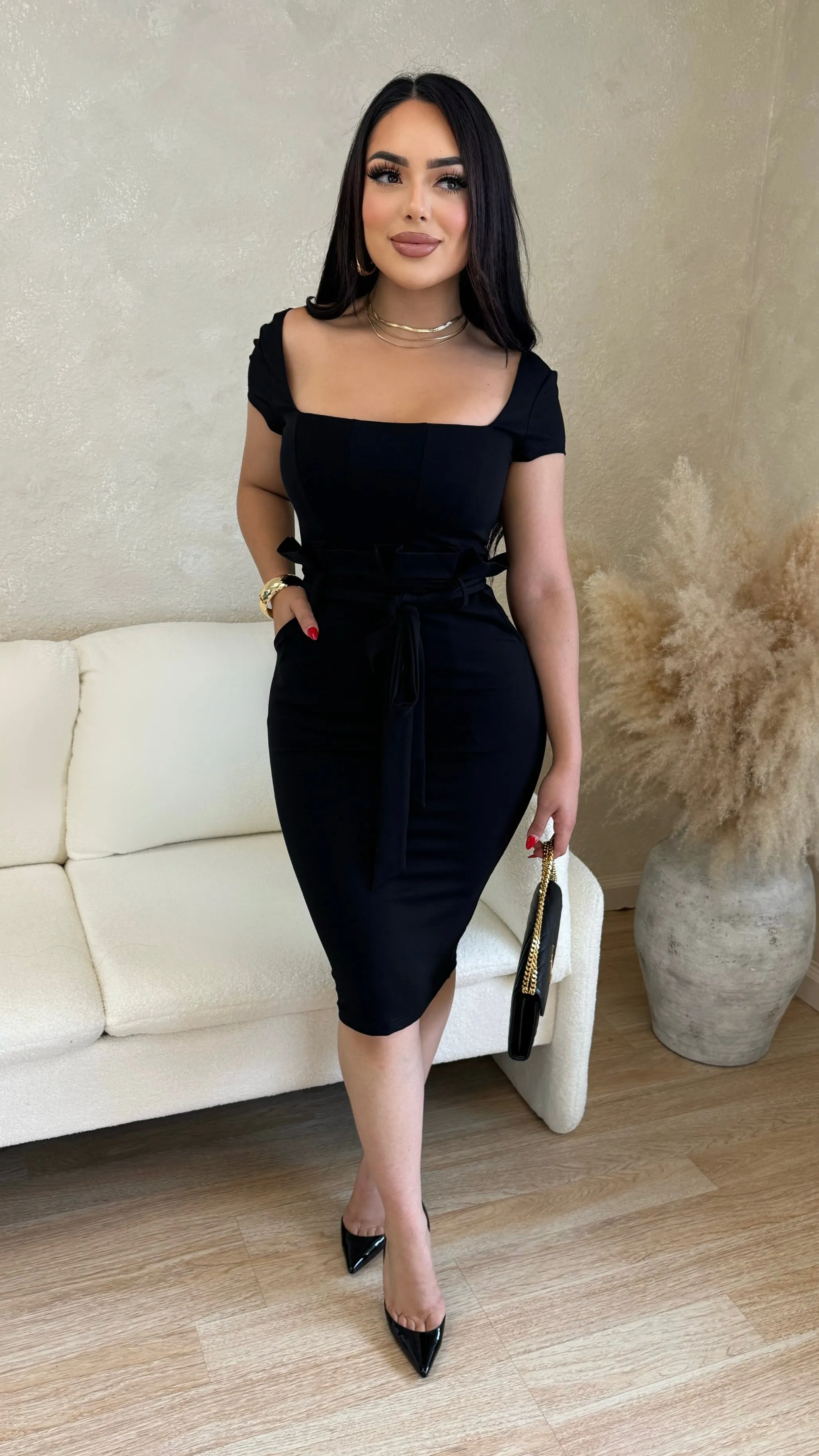 Enchanting Elegance Midi Dress (Black) sold by Lavish Couture Fashion product image thumbnail 3