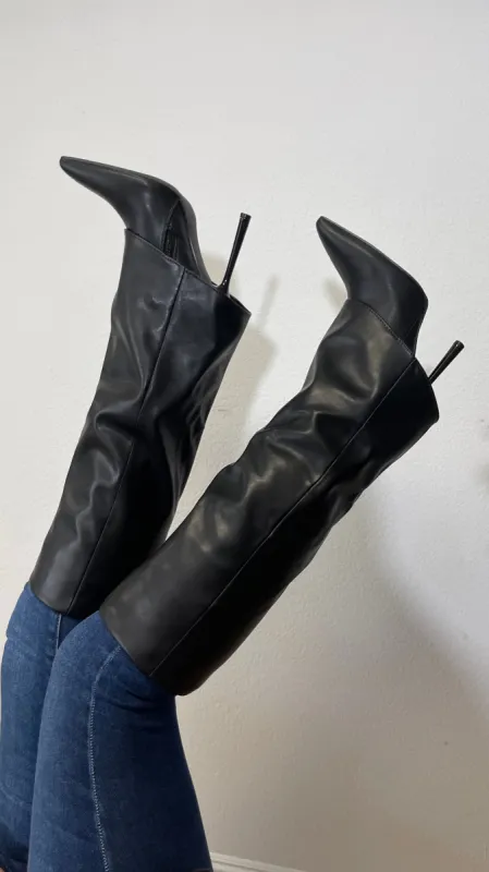 Center Of Attention Faux Leather Boots (Black) sold by Lavish Couture Fashion