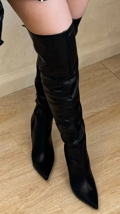 Avalon Over The Knee Faux Leather Boots (Black) sold by Lavish Couture Fashion product image thumbnail 3