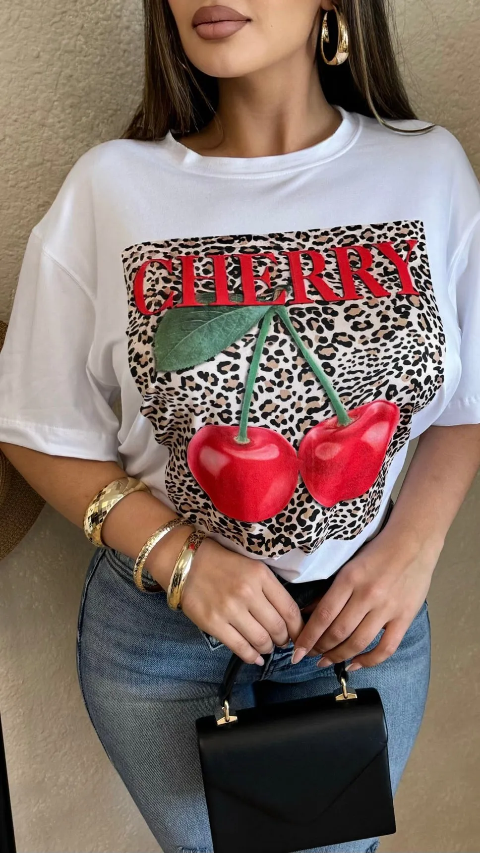 Cherry Leopard T-Shirt (White) sold by Lavish Couture Fashion product image thumbnail 3