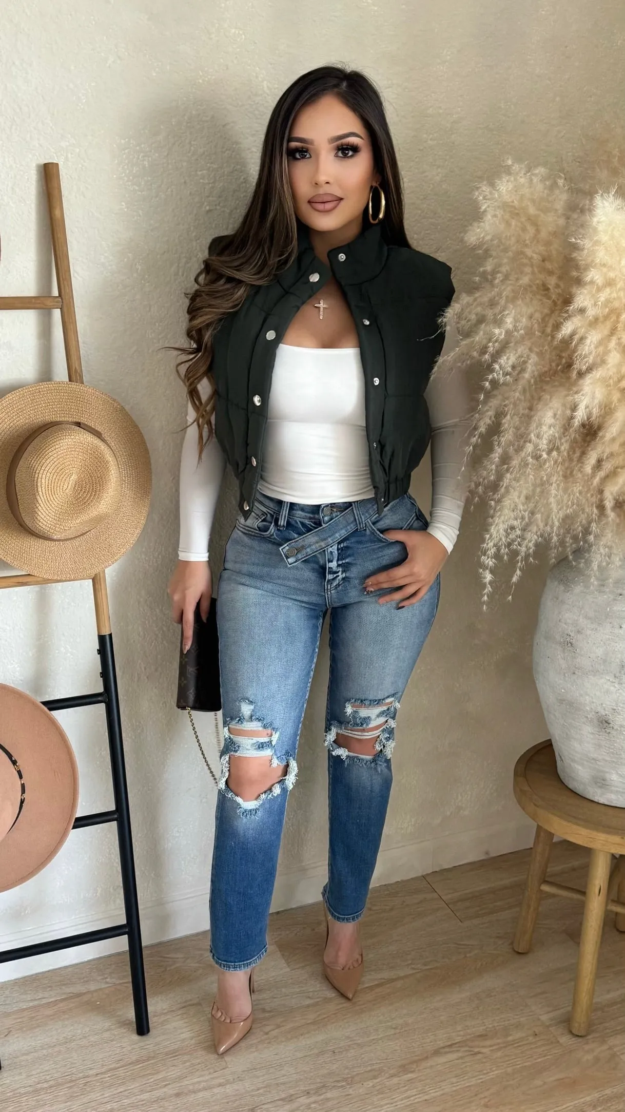 Letting Go Puffer Vest (Olive) sold by Lavish Couture Fashion product image thumbnail 3