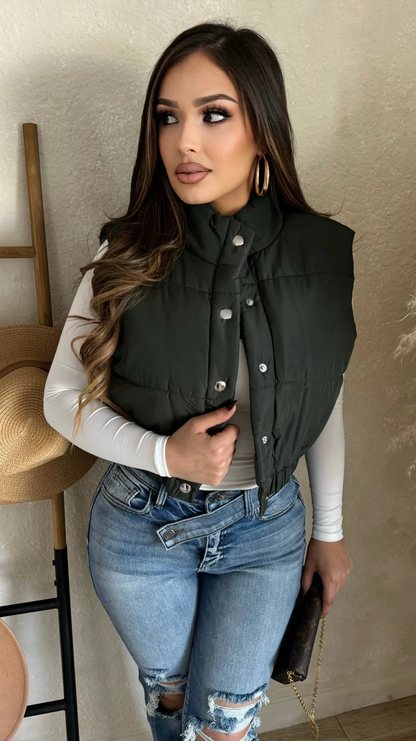 Letting Go Puffer Vest (Olive) sold by Lavish Couture Fashion product image thumbnail 2
