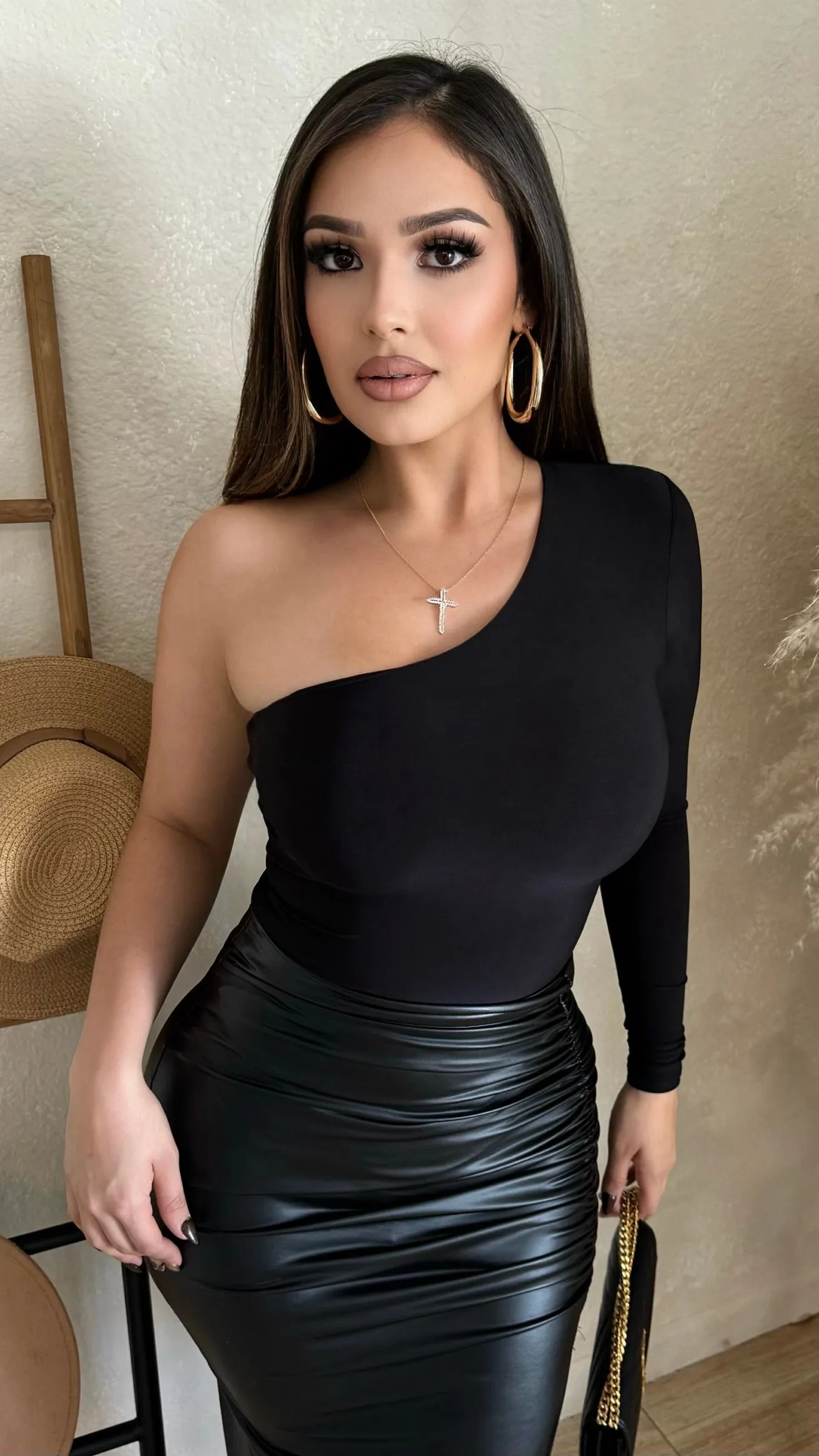 One Sided Long Sleeve Bodysuit (Black) sold by Lavish Couture Fashion