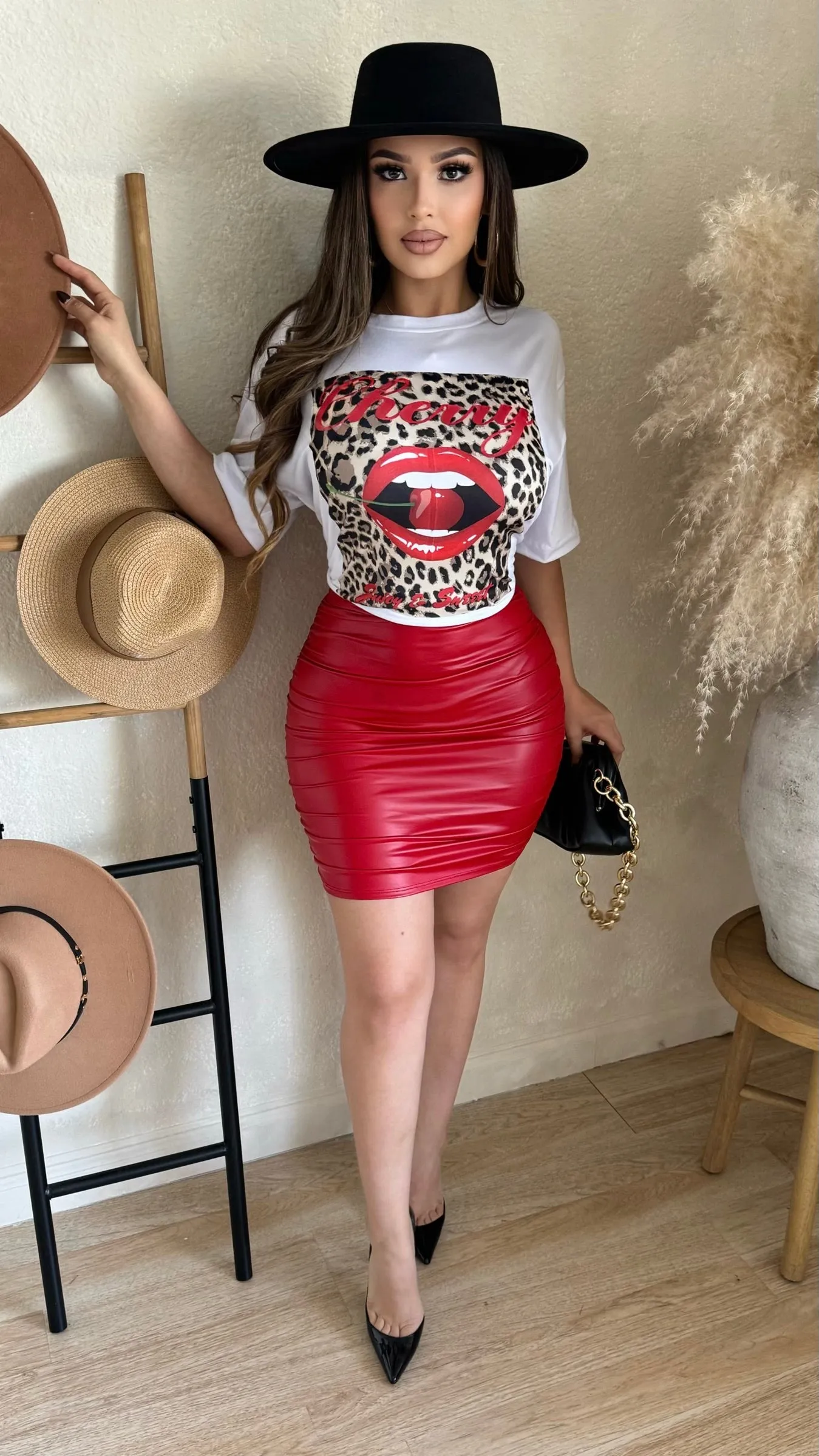 Still Your Best Faux Leather Skirt (Red) sold by Lavish Couture Fashion product image thumbnail 5