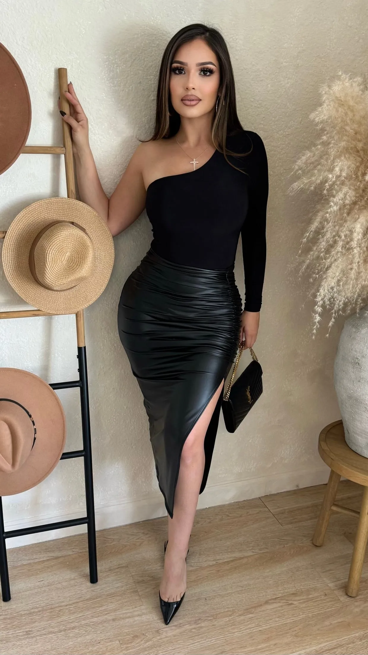 Sleek Flirtation Faux Leather Skirt (Black) sold by Lavish Couture Fashion product image thumbnail 3