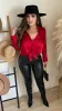 Western Scene Long Sleeve Top (Red) sold by Lavish Couture Fashion