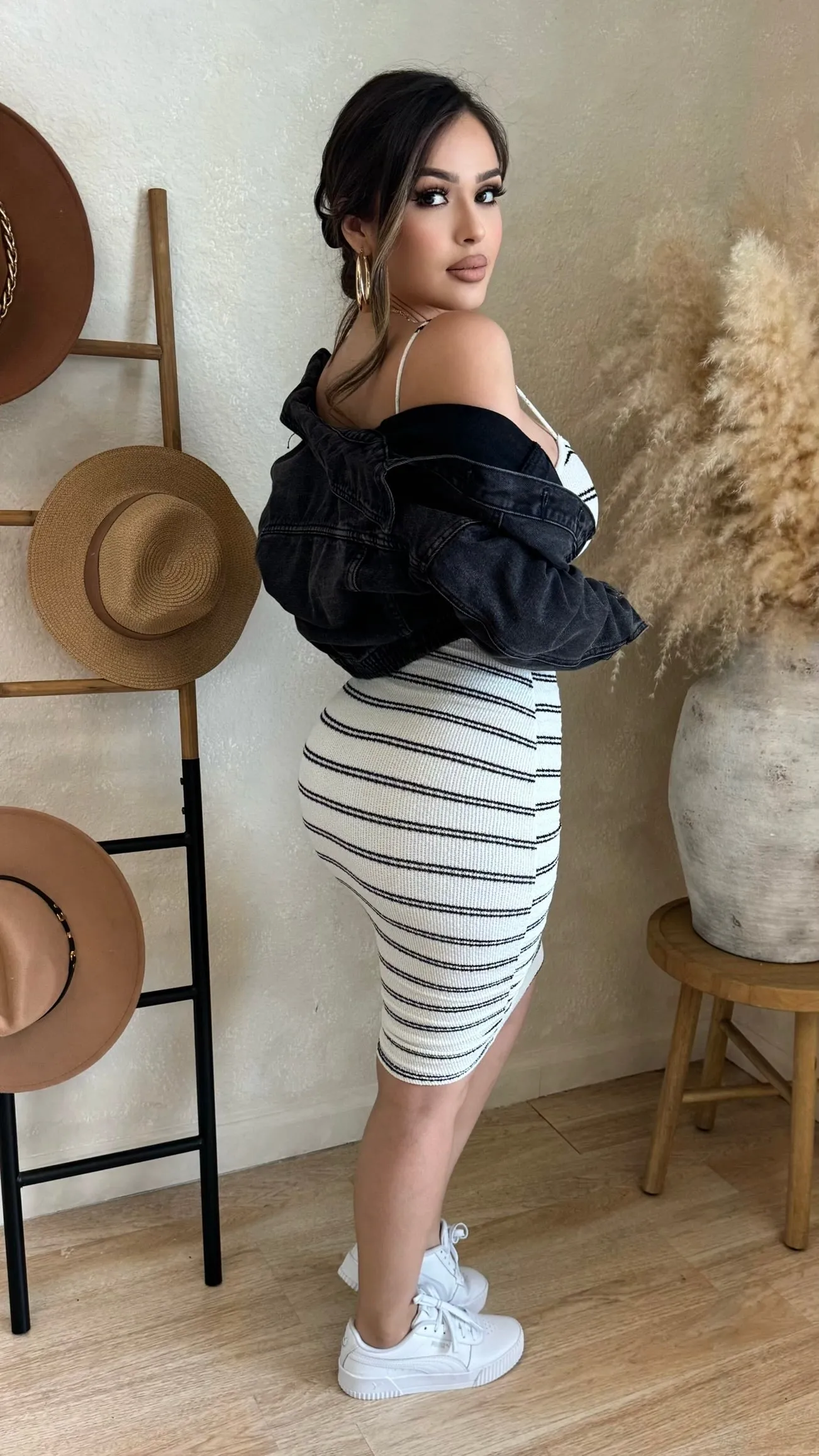 Casual Midi Dress (White/ Black) sold by Lavish Couture Fashion product image thumbnail 2