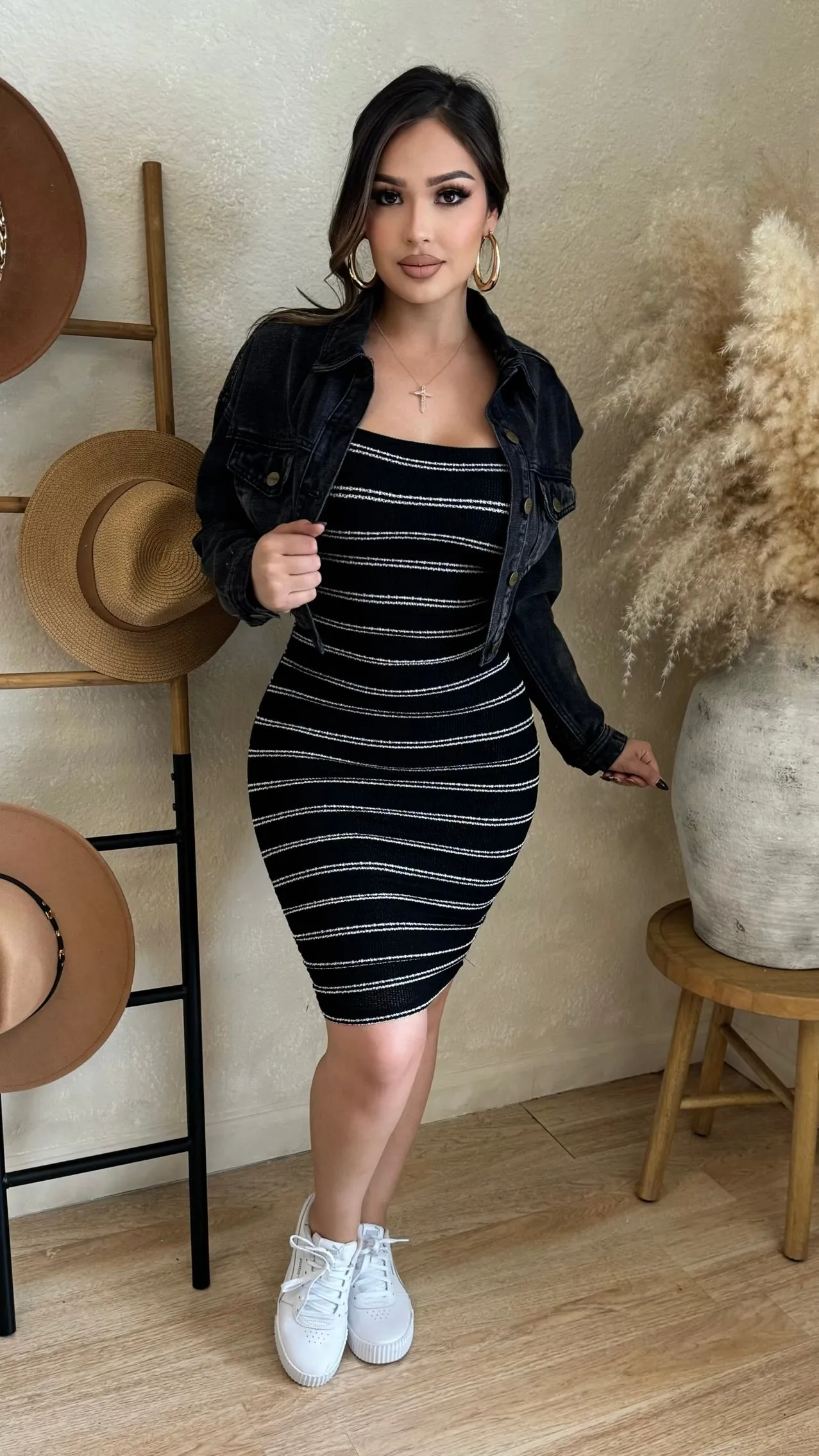 Casual Midi Dress (Black/ White) sold by Lavish Couture Fashion product image thumbnail 3