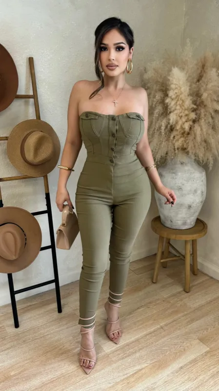 Can't Be Unseen Jumpsuit (Olive) sold by Lavish Couture Fashion