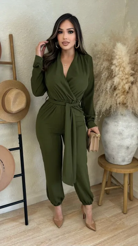 Kezai Jumpsuit (Olive) sold by Lavish Couture Fashion