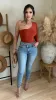 One Sided Long Sleeve Bodysuit (Rust) sold by Lavish Couture Fashion