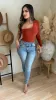One Sided Long Sleeve Bodysuit (Rust) sold by Lavish Couture Fashion