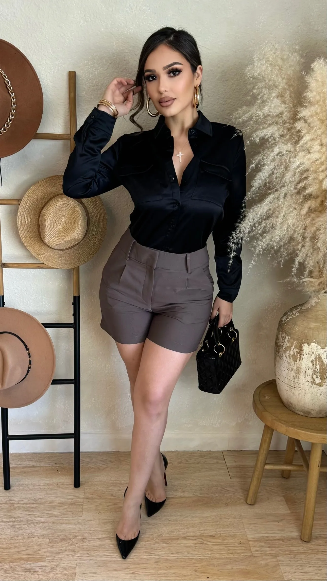 Annalee Button Up Top (Black) sold by Lavish Couture Fashion product image thumbnail 2