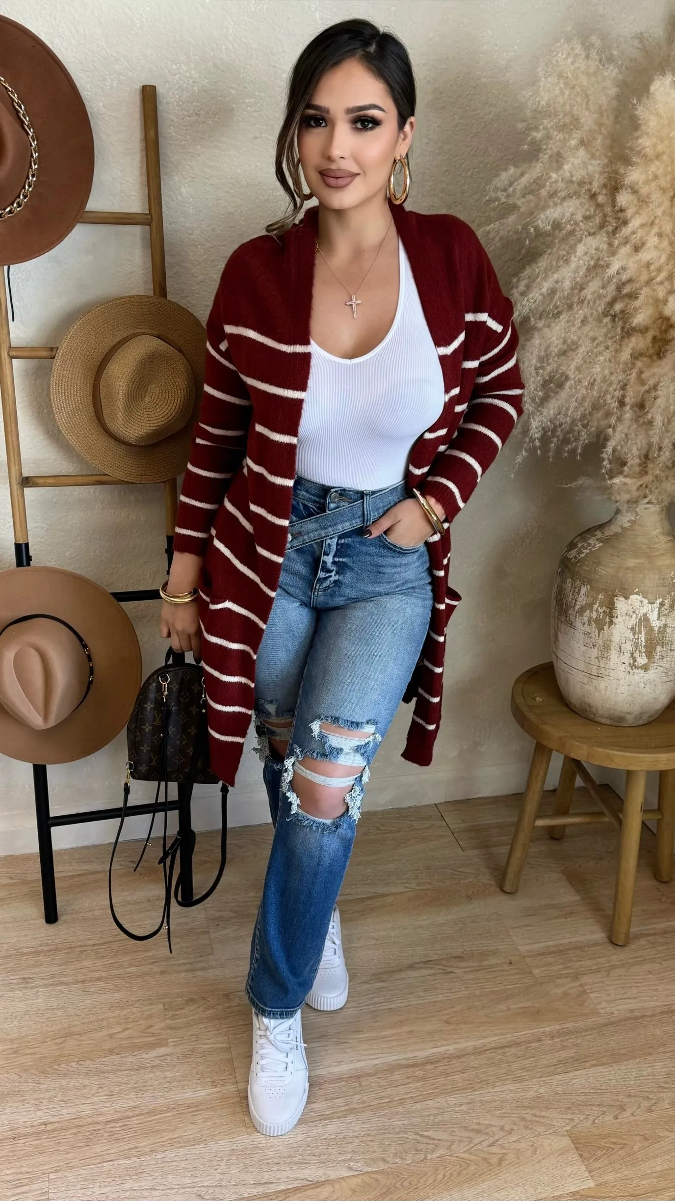 Cozy Lifestyle Cardigan (Burgundy) sold by Lavish Couture Fashion