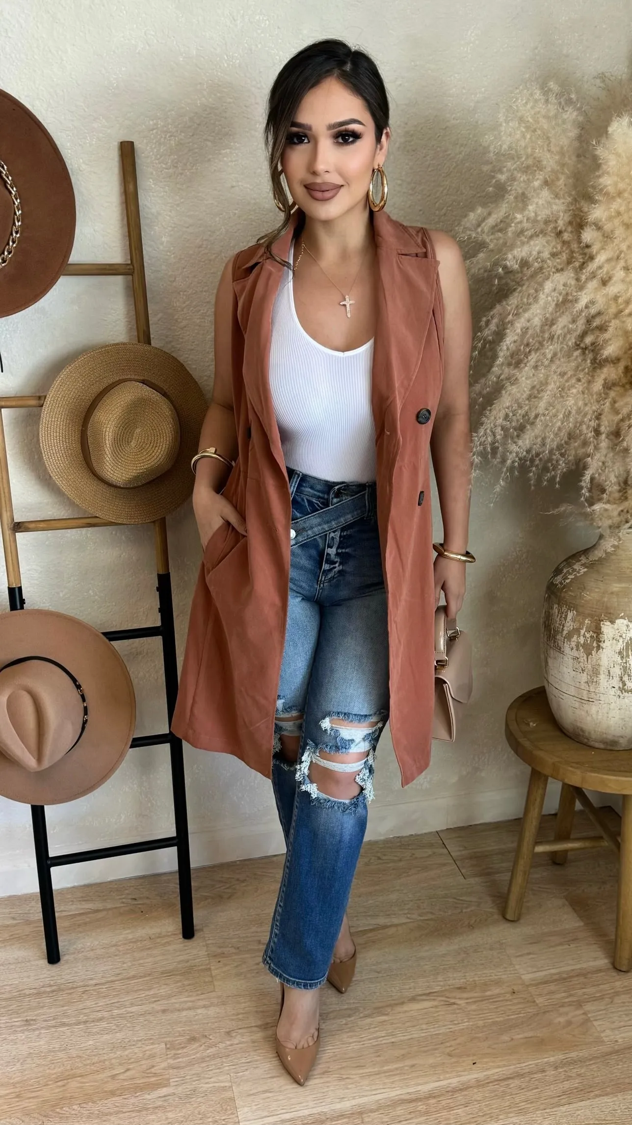 That Way Vest (Rust) sold by Lavish Couture Fashion product image thumbnail 3