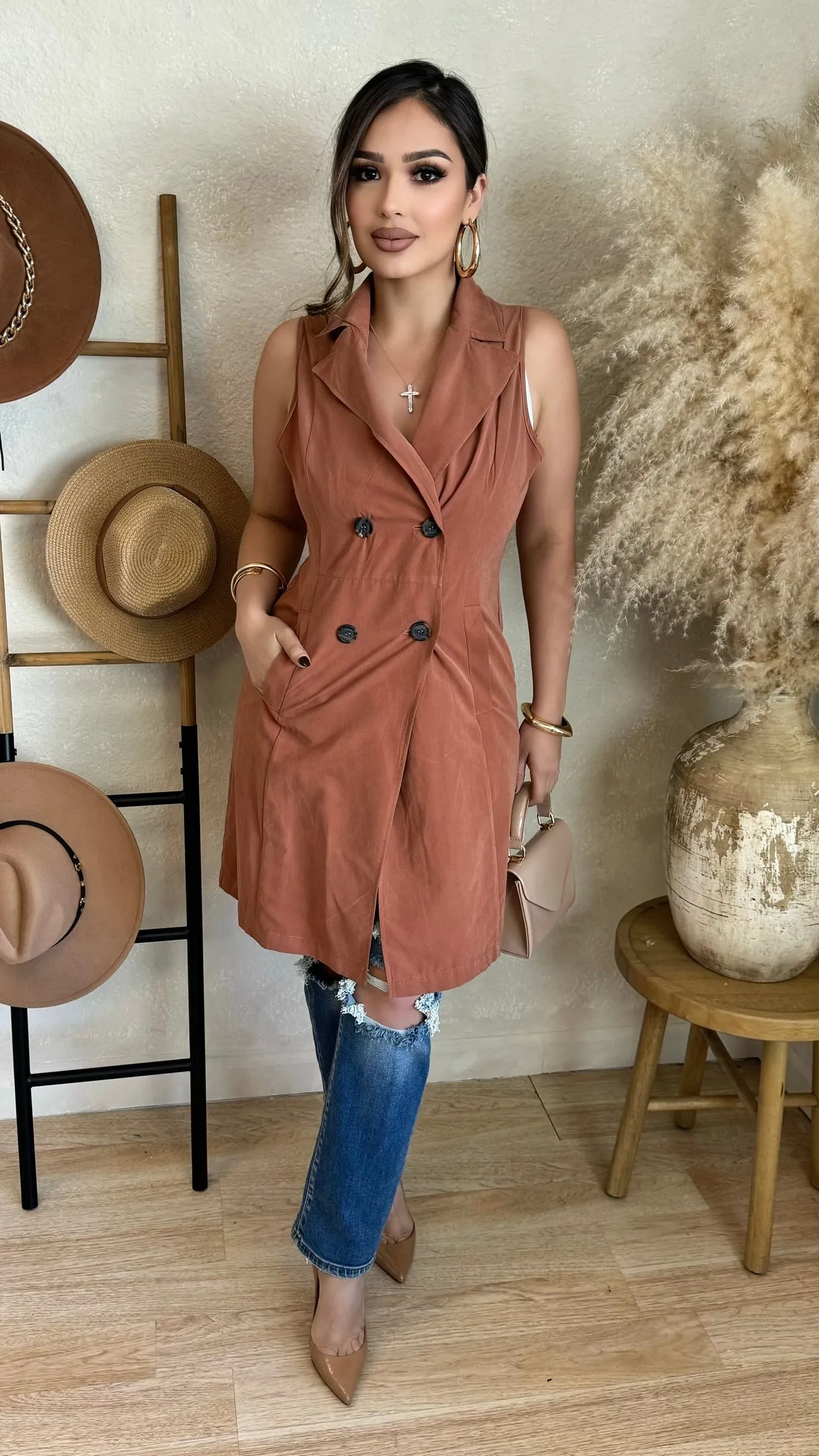 That Way Vest (Rust) sold by Lavish Couture Fashion