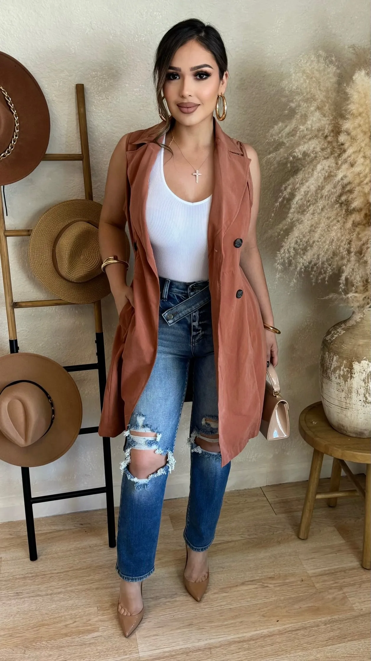 That Way Vest (Rust) sold by Lavish Couture Fashion product image thumbnail 2