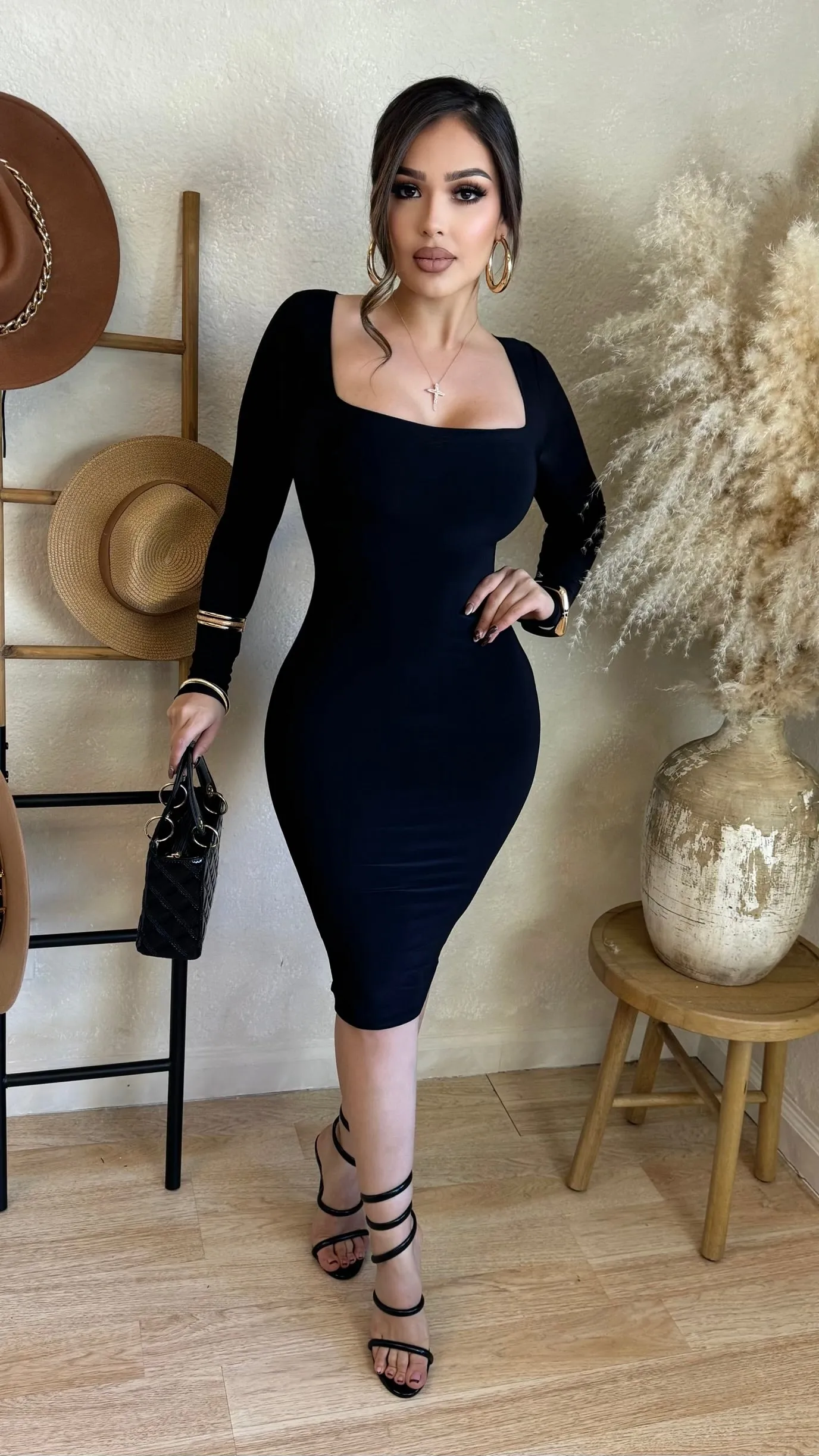 Samaria Double Material Midi Dress (Black) sold by Lavish Couture Fashion product image thumbnail 3