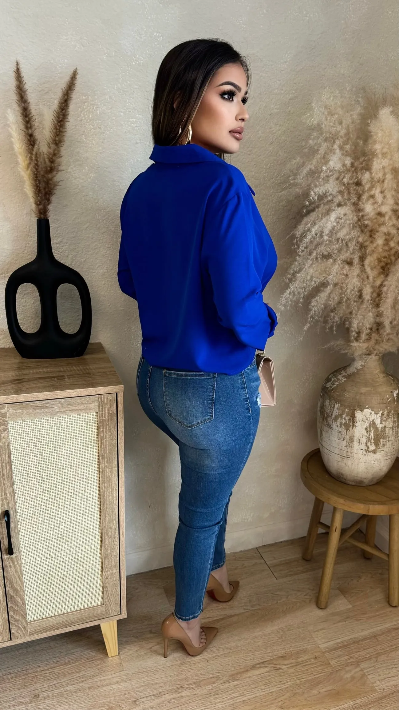 Larisa Button Up Top (Royal Blue) sold by Lavish Couture Fashion product image thumbnail 2