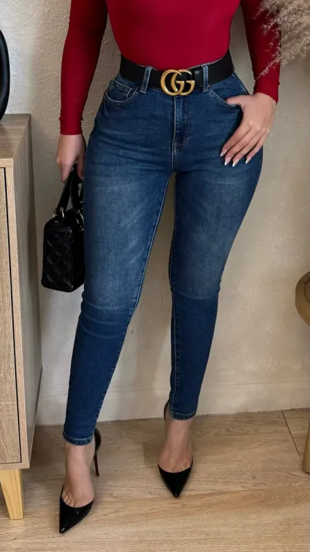 Xavier High Rise Jeans (Medium Wash) sold by Lavish Couture Fashion