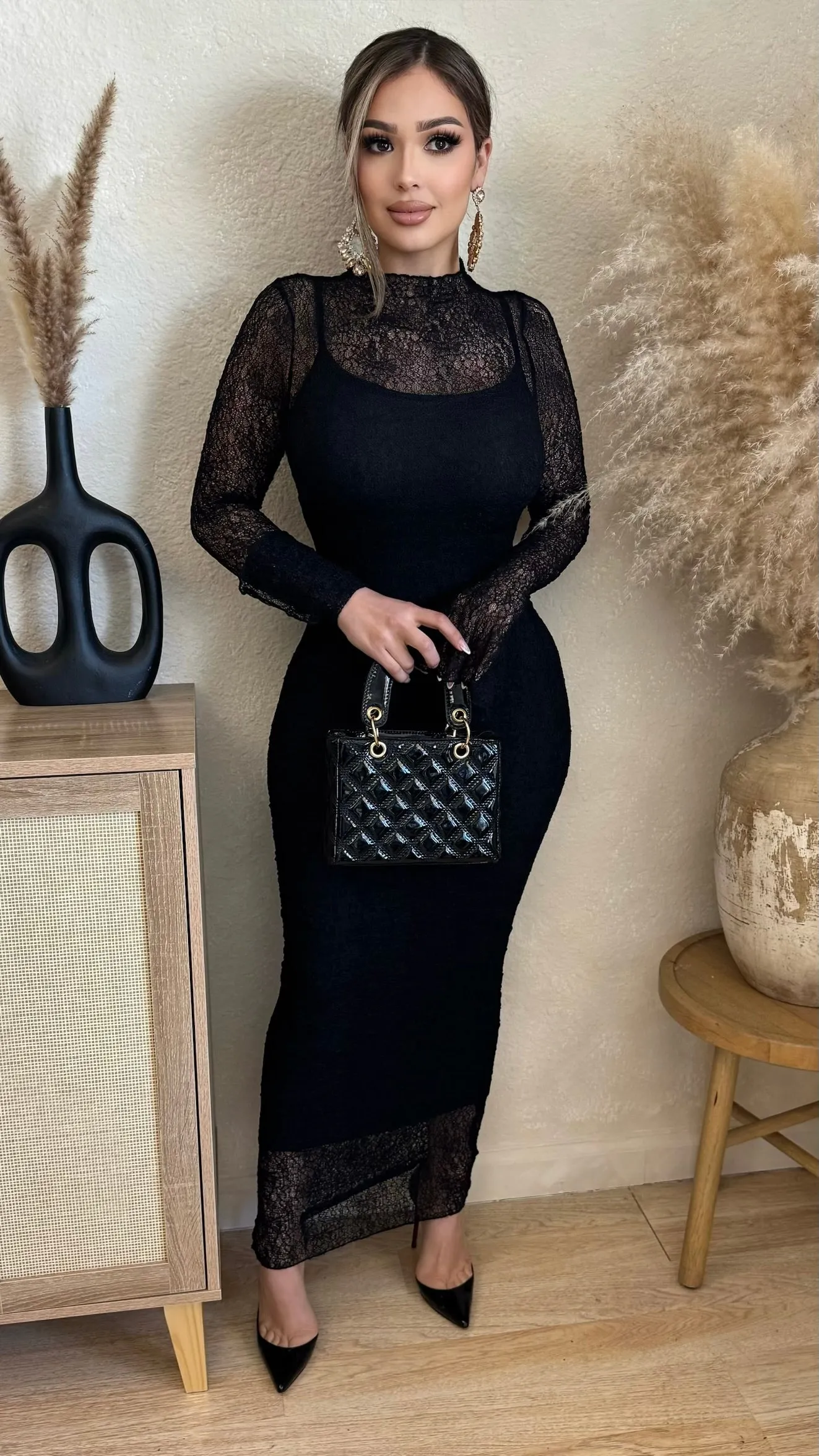 Midnight Muse Lace Dress (Black) sold by Lavish Couture Fashion