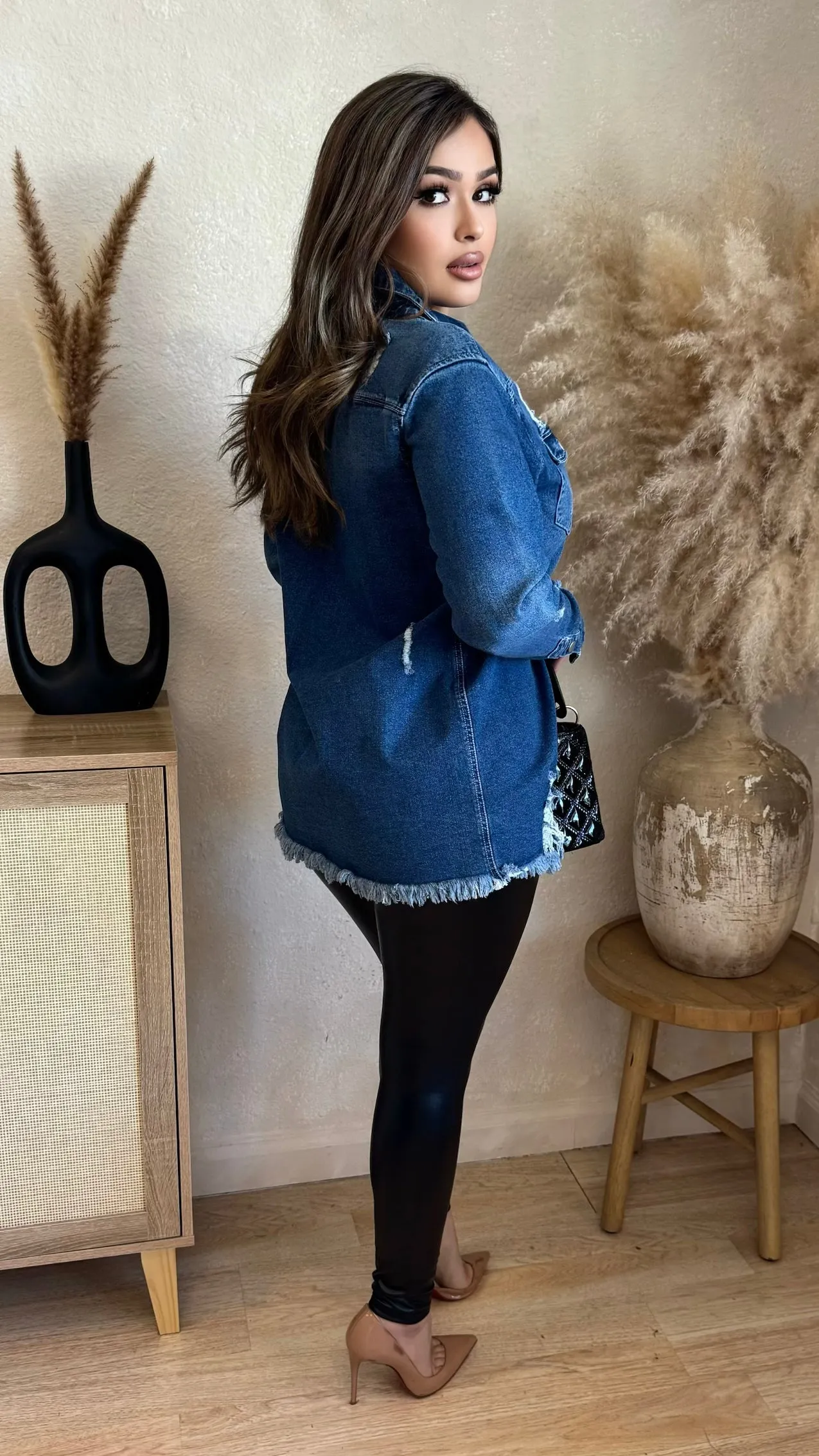 Candid Feelings Distressed Denim Jacket (Dark Wash) sold by Lavish Couture Fashion product image thumbnail 3